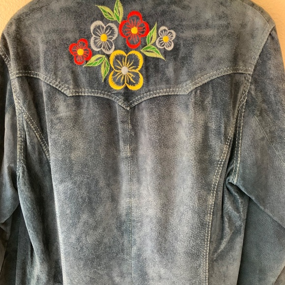 RARE VINTAGE LEATHER! Pioneer Wear Vintage Suede Jacket Embroidered Size LG - Picture 10 of 16